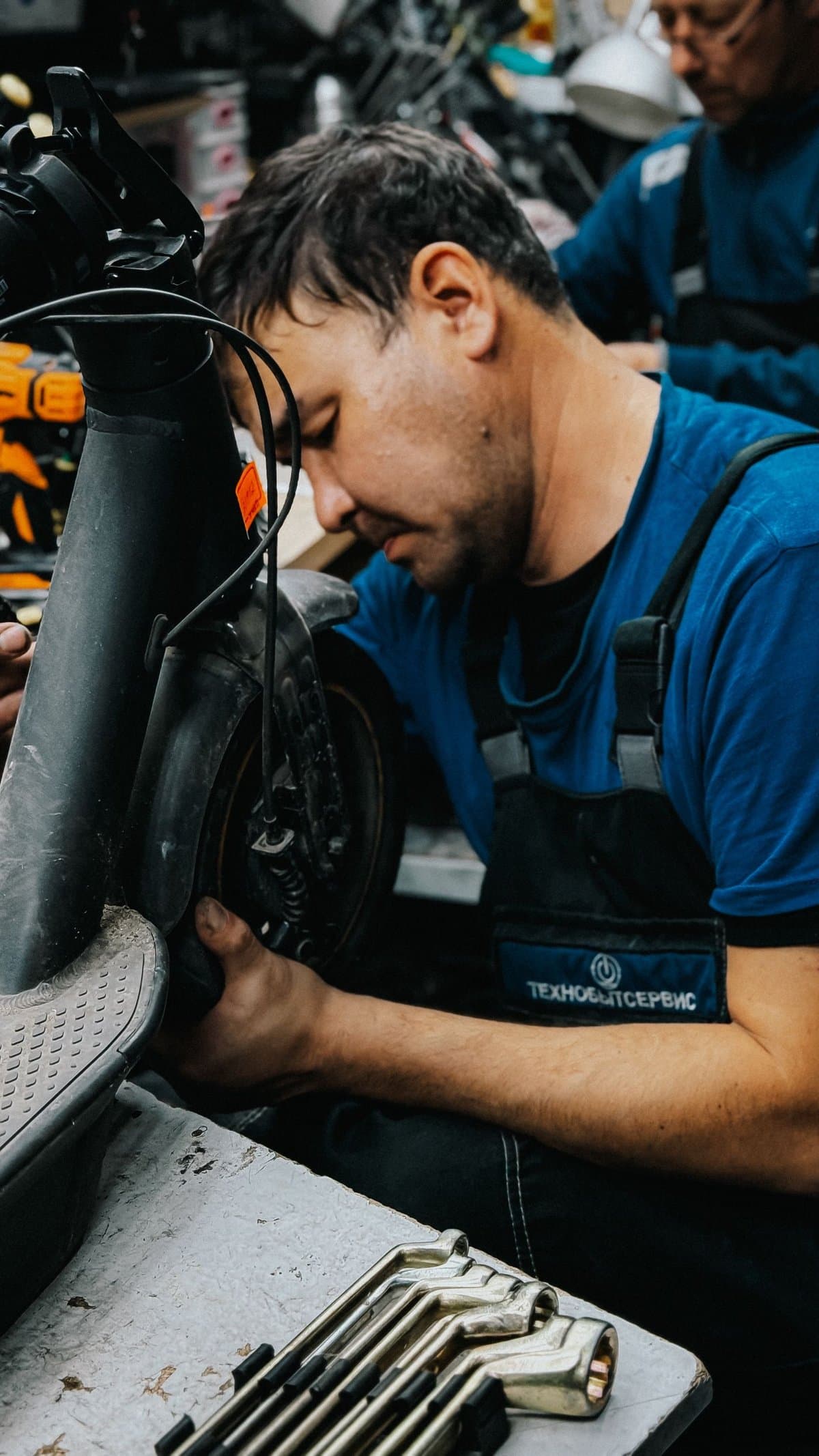 Technician checking the electricals